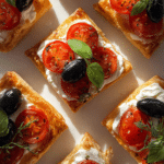 Tomato, Black Olive, and Ricotta Puff Tarts