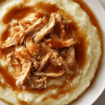 Shredded Chicken Gravy on Mashed Potatoes