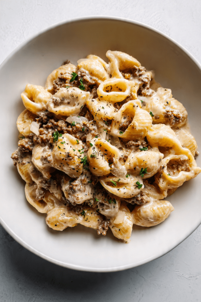 One Pot Creamy Ground Beef Pasta